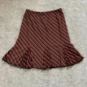 Y2K Black/Tan/Red Pleated Stretch Skirt